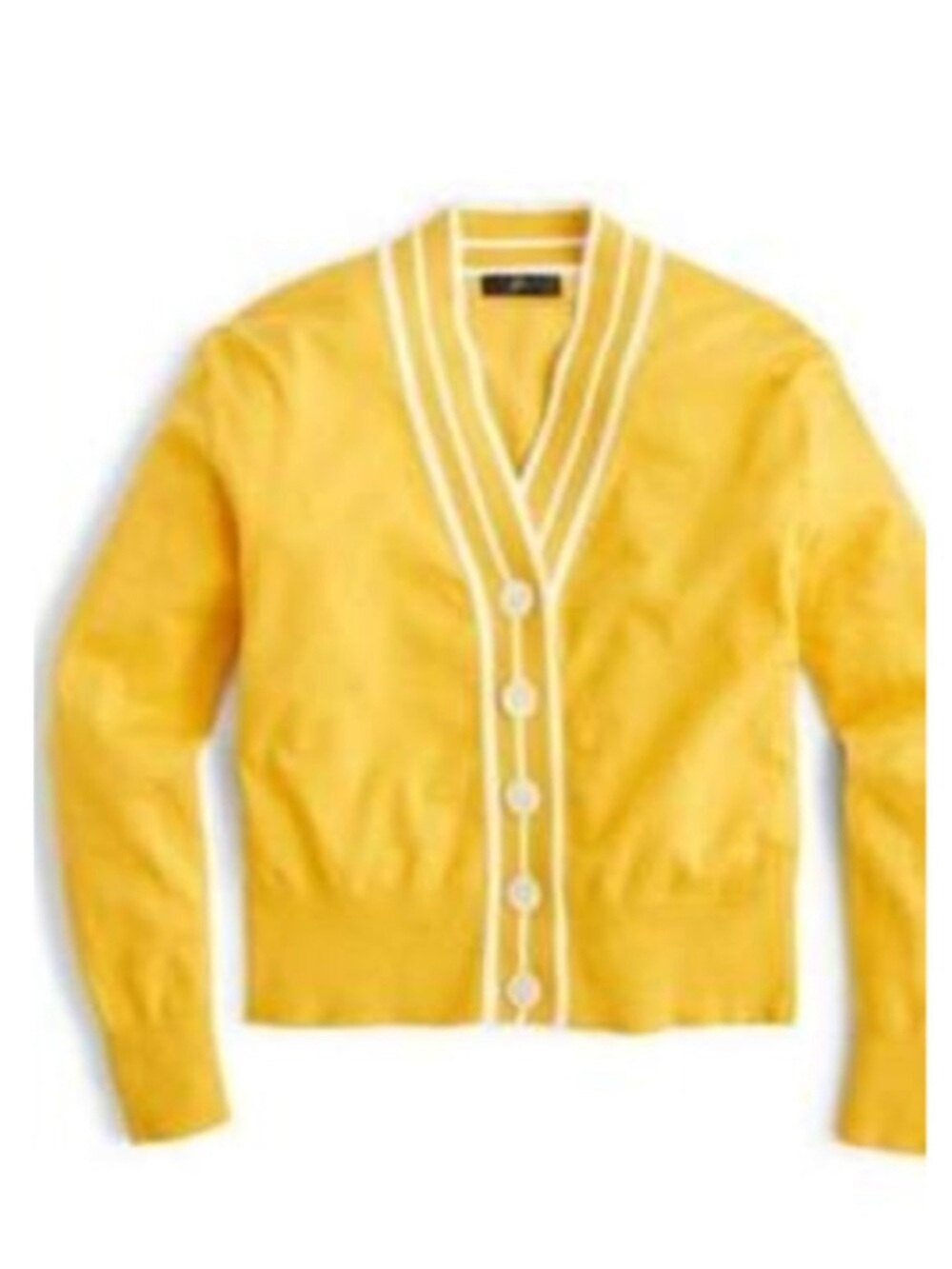J. Crew Yellow V-Neck Cardigan with White Trim